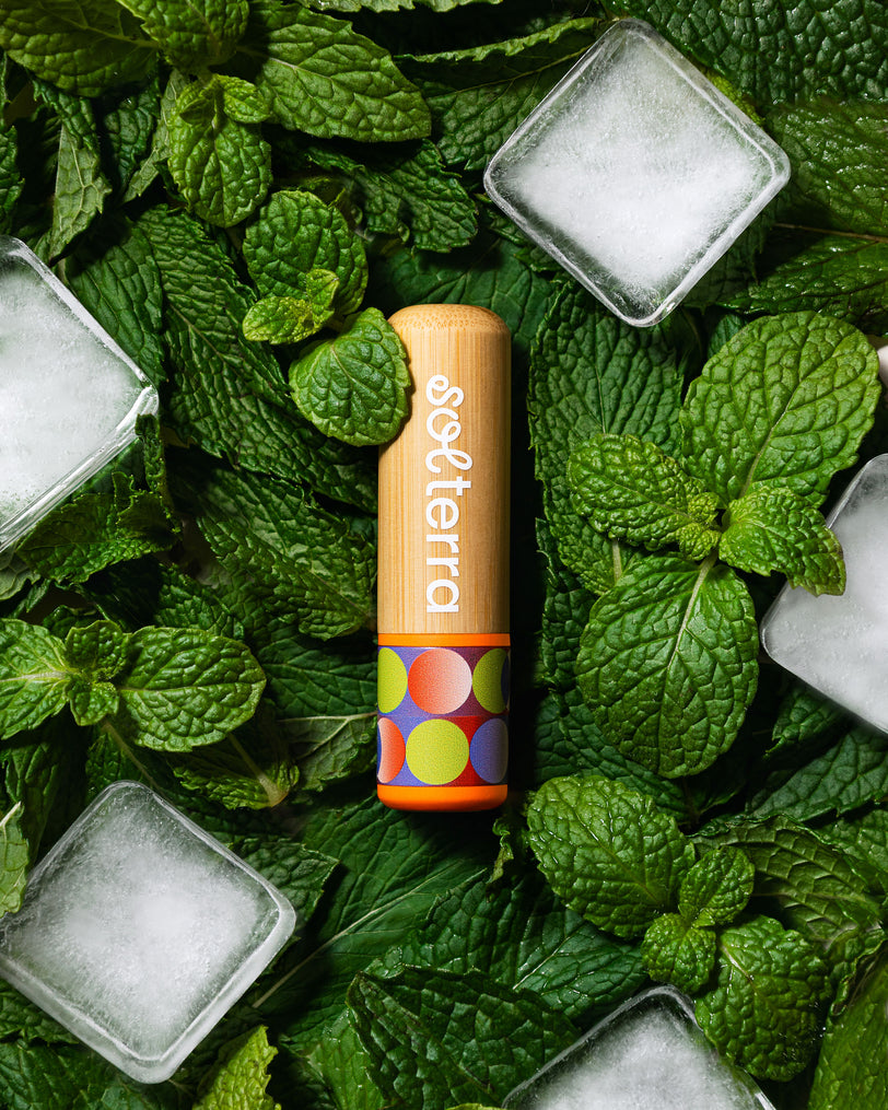 Lip bloom in a pile of mint