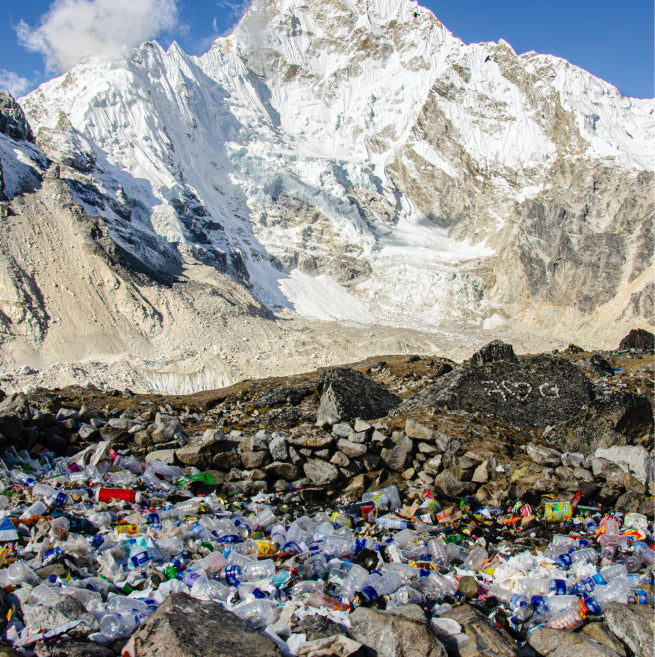 Mountains covered in trash